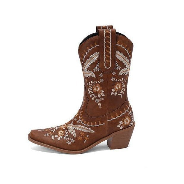 Embroidery Knee-high Cowboy Boots