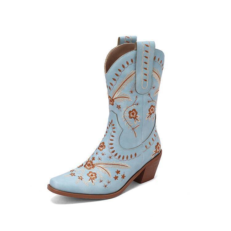 Embroidery Knee-high Cowboy Boots