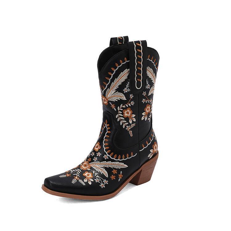 Embroidery Knee-high Cowboy Boots