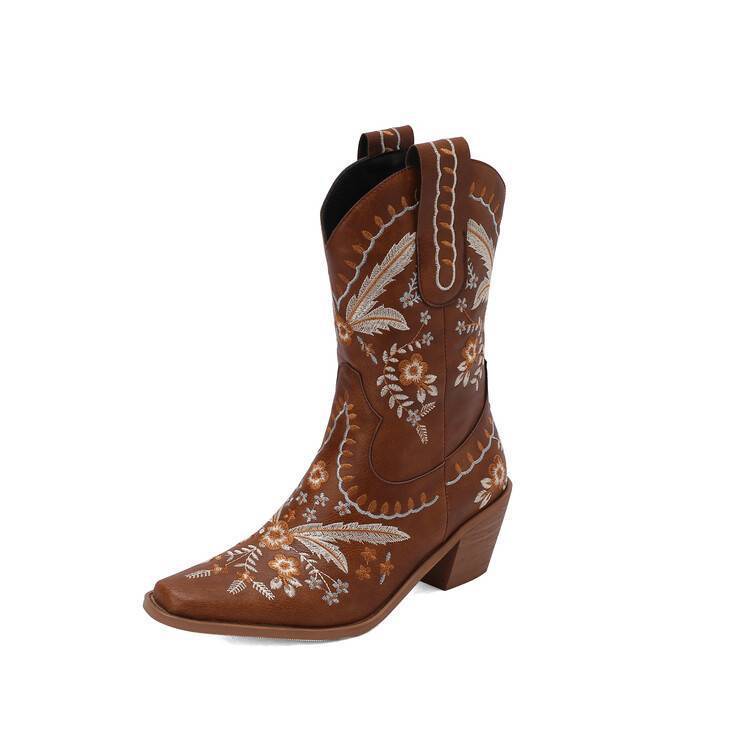 Embroidery Knee-high Cowboy Boots