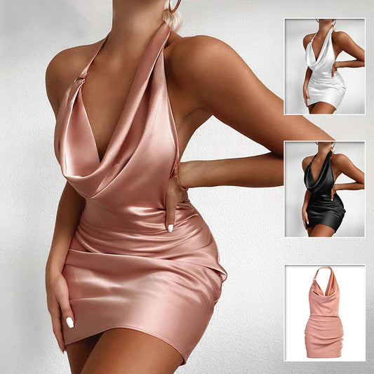 Satin Mini Dress -Backless