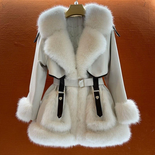 Elegant Fur Collar Coat