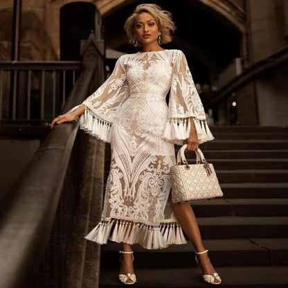 Riley Lace Embroidered Tassel Dress